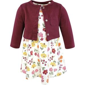 image:imageHudson Baby Infant and Toddler Girls Cotton Dress and Cardigan SetAutumn Floral