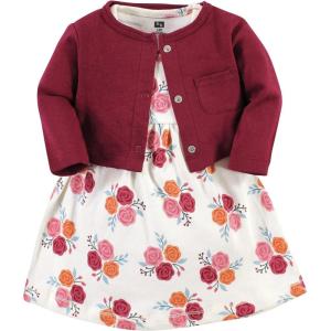 image:imageHudson Baby Infant and Toddler Girls Cotton Dress and Cardigan SetAutumn Rose