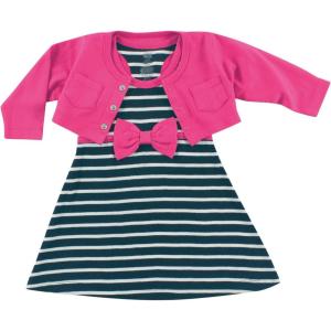 image:imageHudson Baby Infant and Toddler Girls Cotton Dress and Cardigan SetBerry Navy