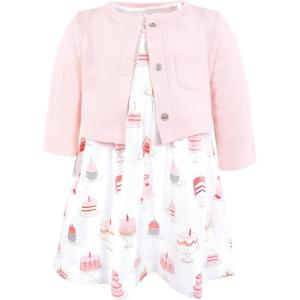 image:imageHudson Baby Infant and Toddler Girls Cotton Dress and Cardigan SetBirthday Cake