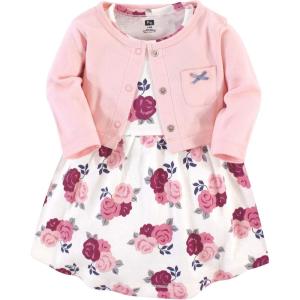 image:imageHudson Baby Infant and Toddler Girls Cotton Dress and Cardigan SetBlush Floral