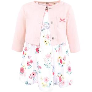 image:imageHudson Baby Infant and Toddler Girls Cotton Dress and Cardigan SetButterfly Floral