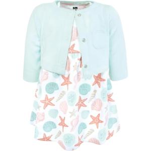 image:imageHudson Baby Infant and Toddler Girls Cotton Dress and Cardigan SetBy the Sea