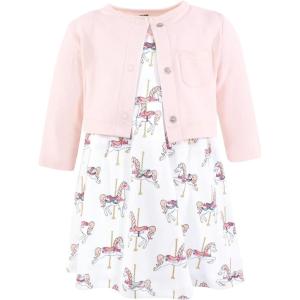 image:imageHudson Baby Infant and Toddler Girls Cotton Dress and Cardigan SetCarousel Horse