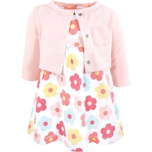 image:imageHudson Baby Infant and Toddler Girls Cotton Dress and Cardigan SetCheerful Flower