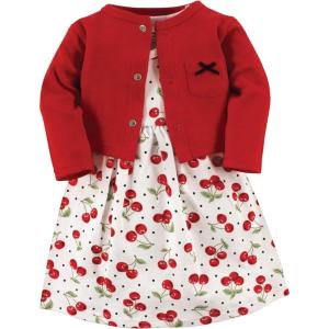 image:imageHudson Baby Infant and Toddler Girls Cotton Dress and Cardigan SetCherries