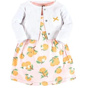 image:imageHudson Baby Infant and Toddler Girls Cotton Dress and Cardigan SetCitrus Orange