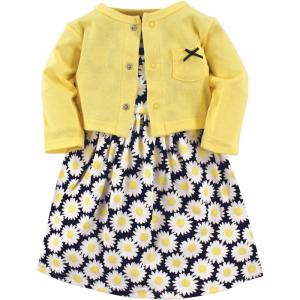 image:imageHudson Baby Infant and Toddler Girls Cotton Dress and Cardigan SetDaisy