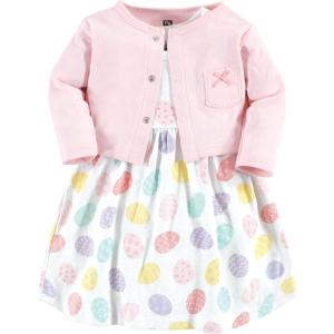 image:imageHudson Baby Infant and Toddler Girls Cotton Dress and Cardigan SetEaster Eggs