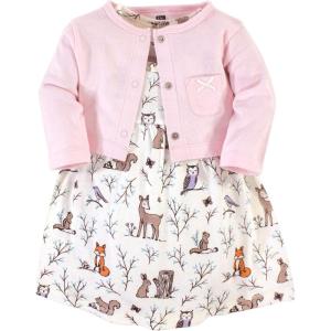 image:imageHudson Baby Infant and Toddler Girls Cotton Dress and Cardigan SetEnchanted Forest