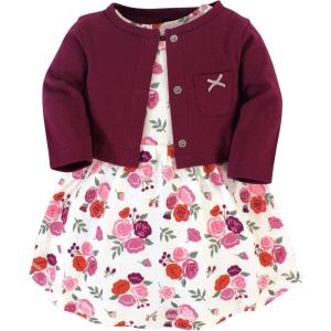 image:imageHudson Baby Infant and Toddler Girls Cotton Dress and Cardigan SetFall Floral