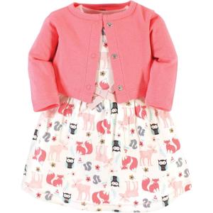 image:imageHudson Baby Infant and Toddler Girls Cotton Dress and Cardigan SetForest