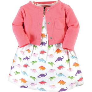 image:imageHudson Baby Infant and Toddler Girls Cotton Dress and Cardigan SetGirl Dinosaurs