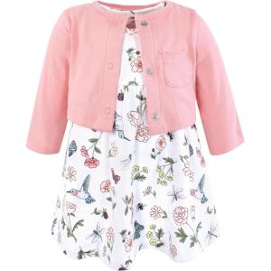 image:imageHudson Baby Infant and Toddler Girls Cotton Dress and Cardigan SetHummingbird Garden