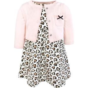 image:imageHudson Baby Infant and Toddler Girls Cotton Dress and Cardigan SetLeopard Hearts