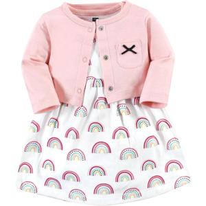 image:imageHudson Baby Infant and Toddler Girls Cotton Dress and Cardigan SetModern Rainbow