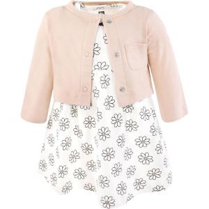 image:imageHudson Baby Infant and Toddler Girls Cotton Dress and Cardigan SetNeutral Daisy