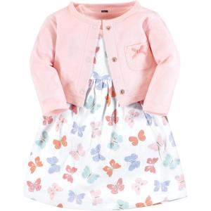 image:imageHudson Baby Infant and Toddler Girls Cotton Dress and Cardigan SetPastel Butterfly