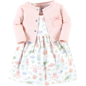 image:imageHudson Baby Infant and Toddler Girls Cotton Dress and Cardigan SetPastel Sea