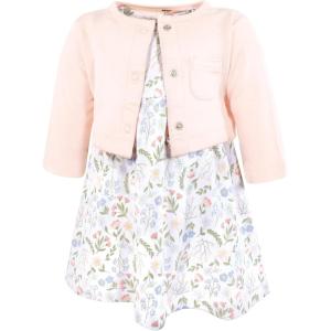 image:imageHudson Baby Infant and Toddler Girls Cotton Dress and Cardigan SetPastel Wildflower