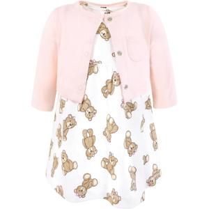 image:imageHudson Baby Infant and Toddler Girls Cotton Dress and Cardigan SetPink Teddy Bears
