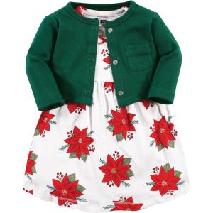 image:imageHudson Baby Infant and Toddler Girls Cotton Dress and Cardigan SetPoinsettia