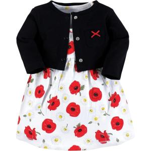 image:imageHudson Baby Infant and Toddler Girls Cotton Dress and Cardigan SetPoppy Daisy