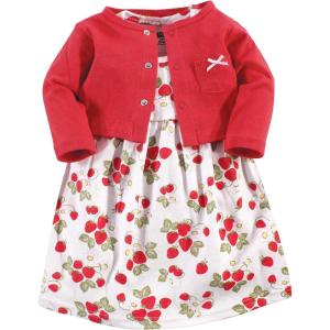 image:imageHudson Baby Infant and Toddler Girls Cotton Dress and Cardigan SetStrawberries