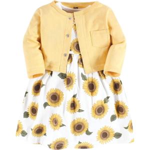 image:imageHudson Baby Infant and Toddler Girls Cotton Dress and Cardigan SetSunflower