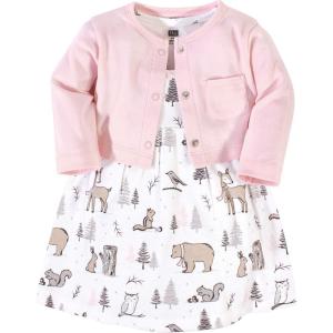 image:imageHudson Baby Infant and Toddler Girls Cotton Dress and Cardigan SetWinter Forest
