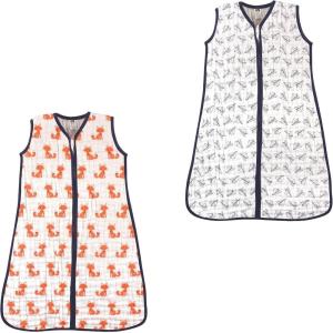 image:imageHudson Baby Safe Sleep Wearable Muslin Sleeping Bag 2 Pack FoxesPaper Airplane 1218 Months