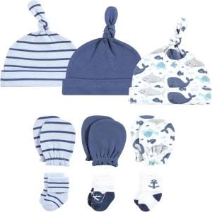 image:imageHudson Baby Unisex Baby Caps Mittens and Socks Set 06 MonthsSea Friends