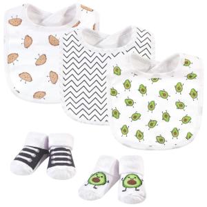 image:imageHudson Baby Unisex Baby Cotton Bib and Sock Set Cowgirl One SizeAvocado Taco
