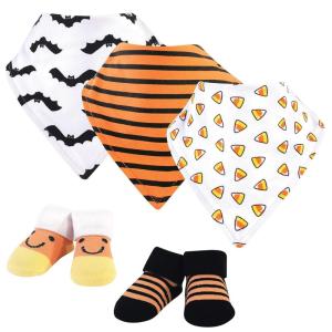 image:imageHudson Baby Unisex Baby Cotton Bib and Sock Set Cowgirl One SizeCandy Corn