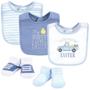 image:imageHudson Baby Unisex Baby Cotton Bib and Sock Set Cowgirl One SizeEaster Truck