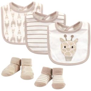 image:imageHudson Baby Unisex Baby Cotton Bib and Sock Set Cowgirl One SizeGiraffe