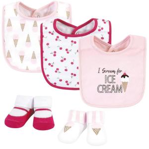 image:imageHudson Baby Unisex Baby Cotton Bib and Sock Set Cowgirl One SizeIce Cream