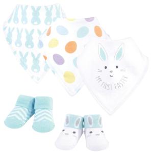 image:imageHudson Baby Unisex Baby Cotton Bib and Sock Set Cowgirl One SizeNeutral 1st Easter