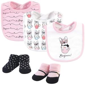image:imageHudson Baby Unisex Baby Cotton Bib and Sock Set Cowgirl One SizePink Bonjour