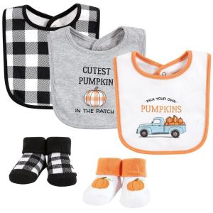 image:imageHudson Baby Unisex Baby Cotton Bib and Sock Set Cowgirl One SizePumpkin Truck