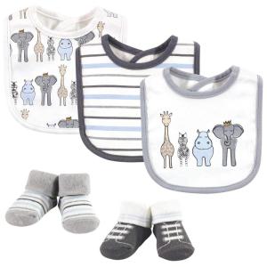 image:imageHudson Baby Unisex Baby Cotton Bib and Sock Set Cowgirl One SizeRoyal Safari