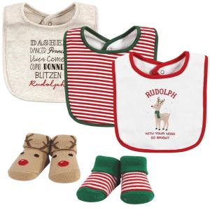 image:imageHudson Baby Unisex Baby Cotton Bib and Sock Set Cowgirl One SizeRudolph