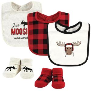 image:imageHudson Baby Unisex Baby Cotton Bib and Sock Set Cowgirl One SizeWinter Moose
