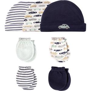 image:imageHudson Baby Unisex Baby Cotton Cap and Scratch Mitten SetClassic Car
