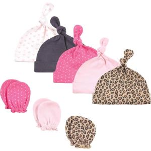 image:imageHudson Baby Unisex Baby Cotton Cap and Scratch Mitten SetLeopard