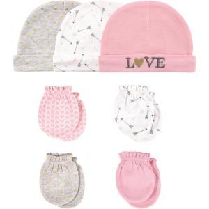 image:imageHudson Baby Unisex Baby Cotton Cap and Scratch Mitten SetLove