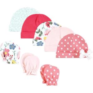 image:imageHudson Baby Unisex Baby Cotton Cap and Scratch Mitten SetModern Botanical