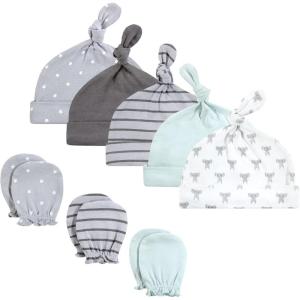 image:imageHudson Baby Unisex Baby Cotton Cap and Scratch Mitten SetModern Elephant