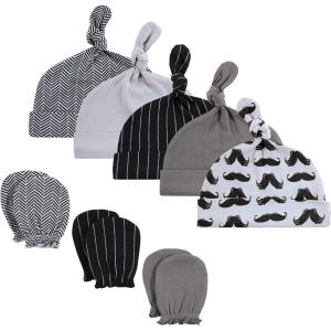 image:imageHudson Baby Unisex Baby Cotton Cap and Scratch Mitten SetModern Mustache