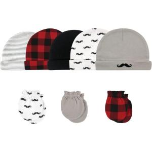 image:imageHudson Baby Unisex Baby Cotton Cap and Scratch Mitten SetMustache